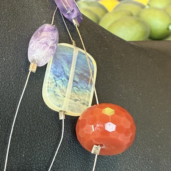 Polished Agate Carnelian Semi Precious Stone Necklace Repair Parts Only Sterling - Picture 5 of 8